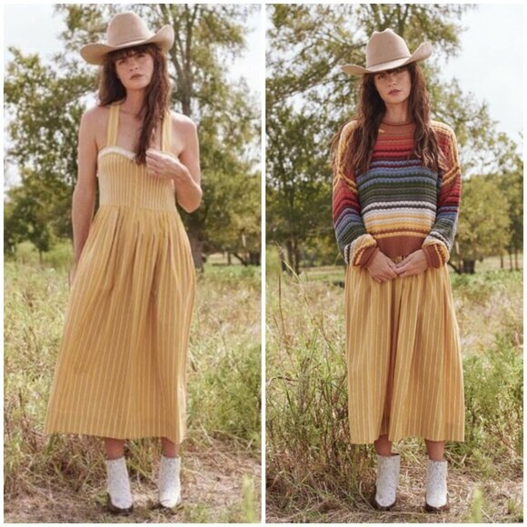 💕THE GREAT.💕 The Laurel Dress ~ Sunburst Stripes Size 1 Small - Picture 1 of 16